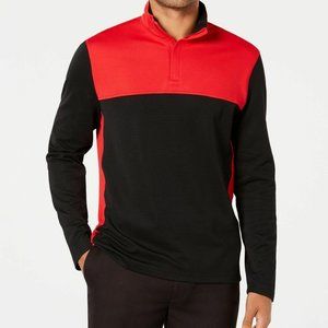 Alfani Men's Red Ottoman Stretch Knit Quarter-Zip
